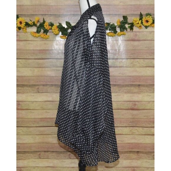 Lane Bryant Black Polka Dot Button Front Sheer Blouse Plus Size 22W 24W Tunic - Picture 5 of 11